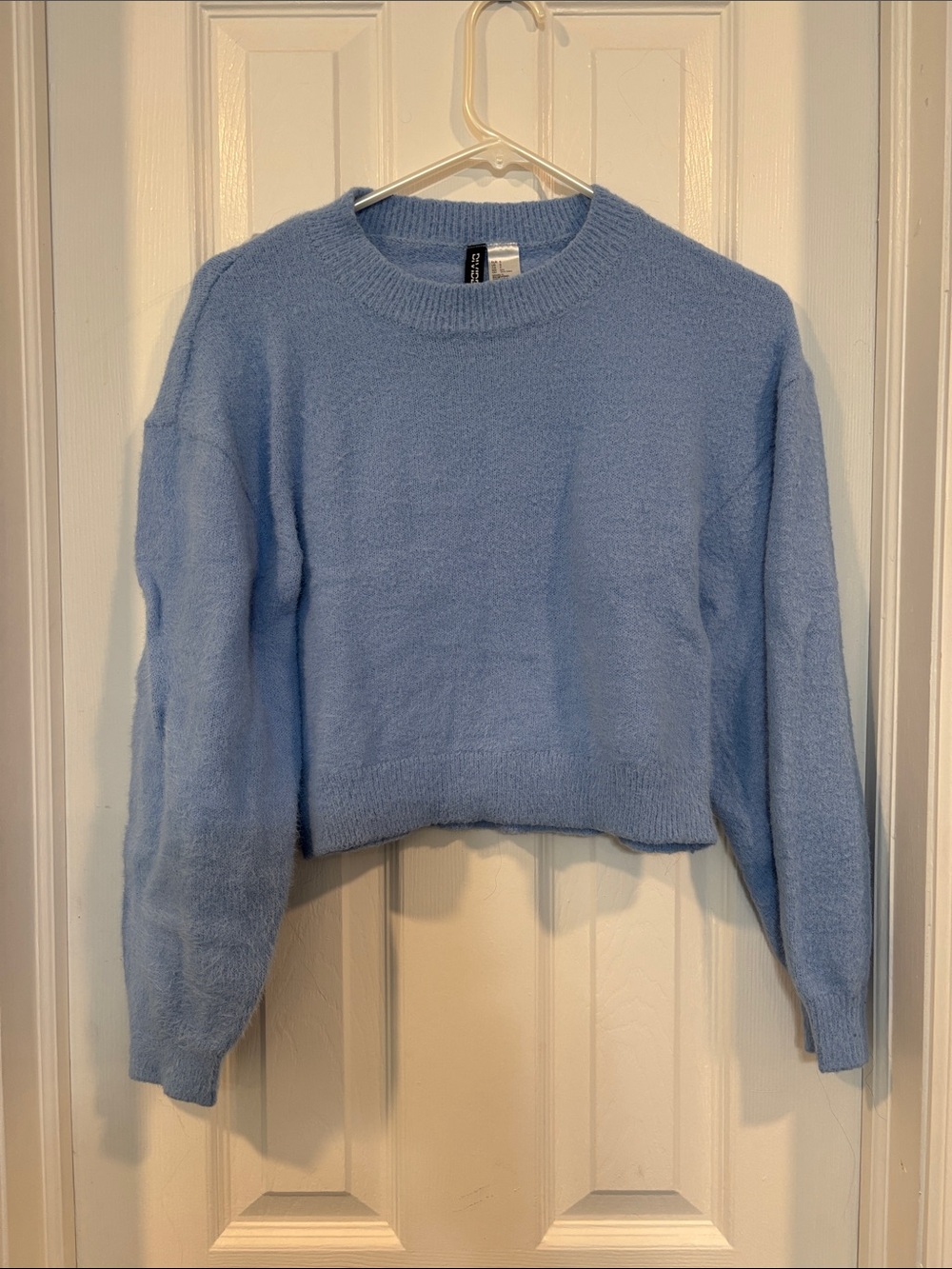 Divided Light Blue Cropped Crewneck Sweater